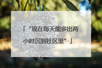 “现在每天能多出两小时沉到社区里”