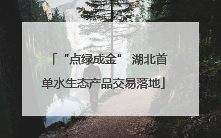 “点绿成金” 湖北首单水生态产品交易落地