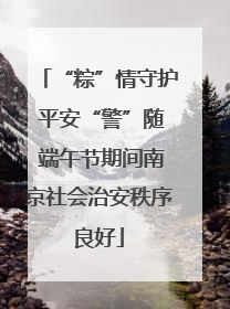 “粽”情守护 平安“警”随 端午节期间南京社会治安秩序良好