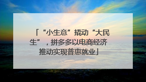 “小生意”撬动“大民生”，拼多多以电商经济推动实现普惠就业