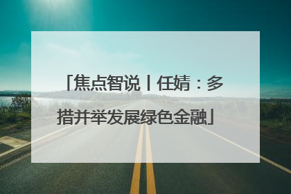 焦点智说丨任婧：多措并举发展绿色金融
