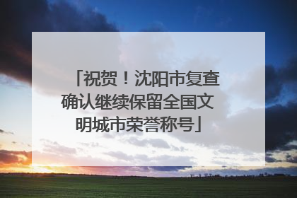 祝贺！沈阳市复查确认继续保留全国文明城市荣誉称号