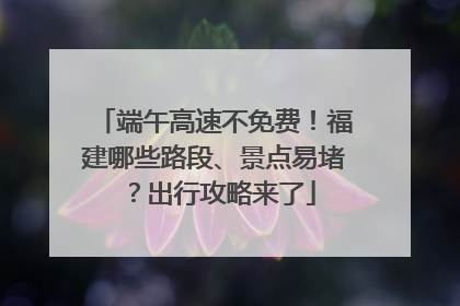 端午高速不免费！福建哪些路段、景点易堵？出行攻略来了