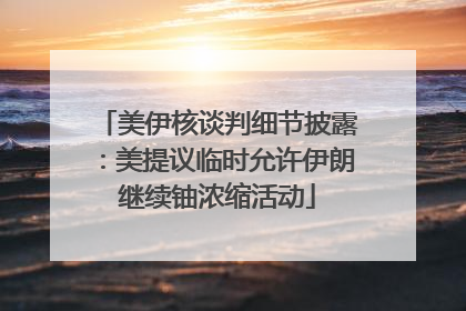 美伊核谈判细节披露：美提议临时允许伊朗继续铀浓缩活动
