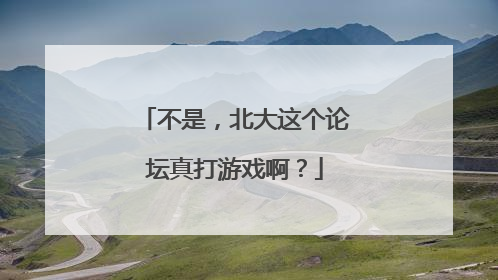 不是，北大这个论坛真打游戏啊？