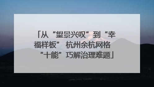 从“望景兴叹”到“幸福样板” 杭州余杭网格“十能”巧解治理难题