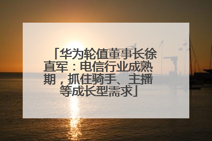 华为轮值董事长徐直军：电信行业成熟期，抓住骑手、主播等成长型需求