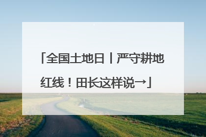 全国土地日丨严守耕地红线！田长这样说→