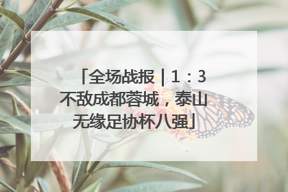 全场战报｜1：3不敌成都蓉城，泰山无缘足协杯八强