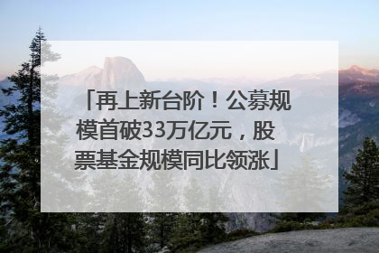 再上新台阶！公募规模首破33万亿元，股票基金规模同比领涨