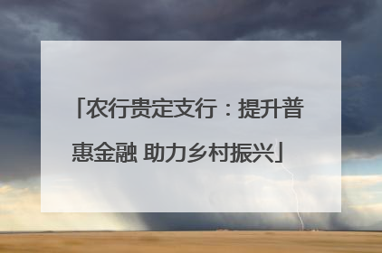 农行贵定支行：提升普惠金融 助力乡村振兴