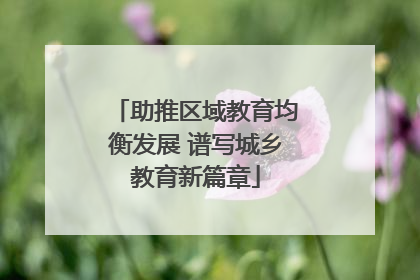 助推区域教育均衡发展 谱写城乡教育新篇章