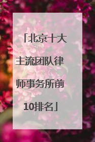北京十大主流团队律师事务所前10排名