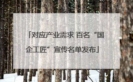 对应产业需求 百名“国企工匠”宣传名单发布