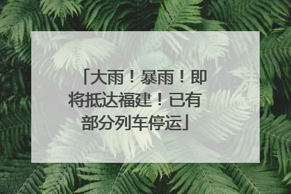 大雨！暴雨！即将抵达福建！已有部分列车停运
