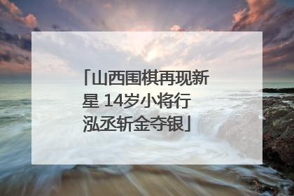 山西围棋再现新星 14岁小将行泓丞斩金夺银