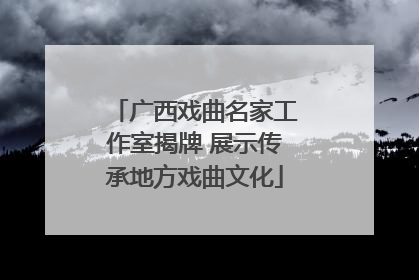 广西戏曲名家工作室揭牌 展示传承地方戏曲文化