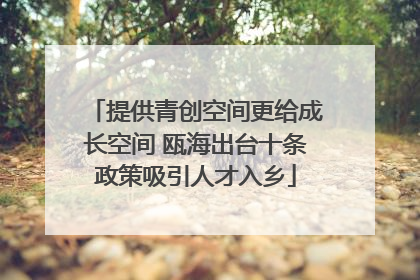 提供青创空间更给成长空间 瓯海出台十条政策吸引人才入乡