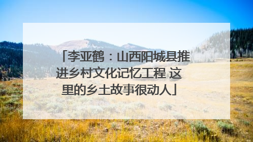 李亚鹤：山西阳城县推进乡村文化记忆工程 这里的乡土故事很动人