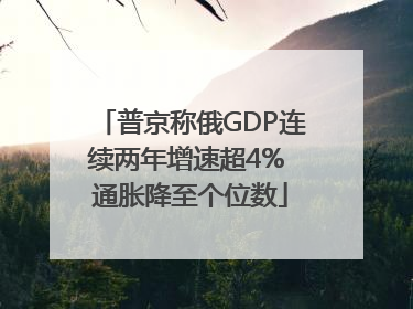 普京称俄GDP连续两年增速超4% 通胀降至个位数