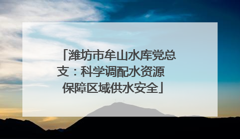 潍坊市牟山水库党总支：科学调配水资源 保障区域供水安全