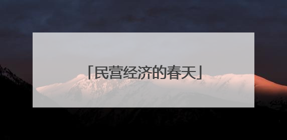 民营经济的春天