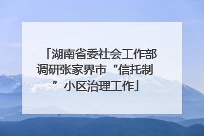 湖南省委社会工作部调研张家界市“信托制”小区治理工作