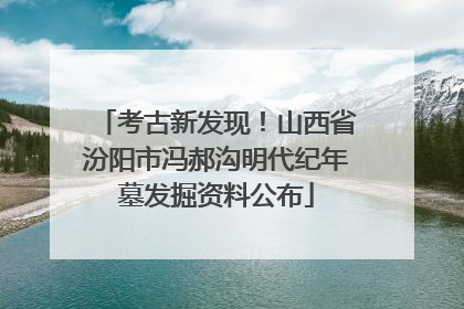 考古新发现！山西省汾阳市冯郝沟明代纪年墓发掘资料公布