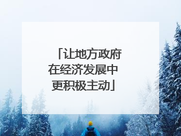 让地方政府在经济发展中更积极主动