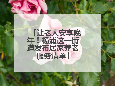 让老人安享晚年！杨浦这一街道发布居家养老服务清单