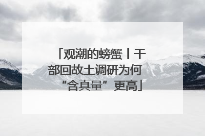 观潮的螃蟹丨干部回故土调研为何“含真量”更高