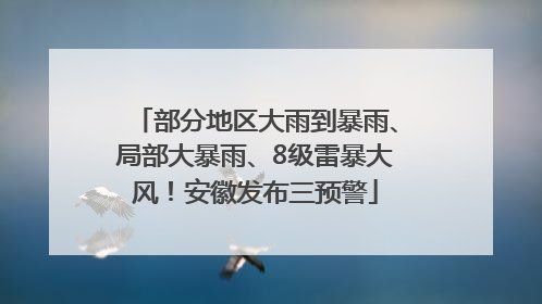 部分地区大雨到暴雨、局部大暴雨、8级雷暴大风！安徽发布三预警