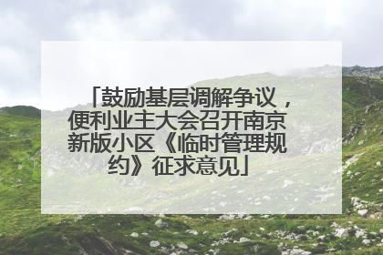 鼓励基层调解争议，便利业主大会召开南京新版小区《临时管理规约》征求意见