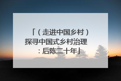 （走进中国乡村）探寻中国式乡村治理：后陈二十年