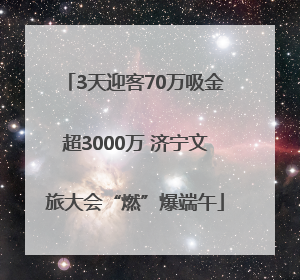 3天迎客70万吸金超3000万 济宁文旅大会“燃”爆端午