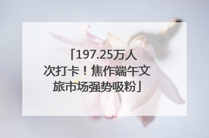197.25万人次打卡！焦作端午文旅市场强势吸粉