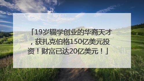 19岁辍学创业的华裔天才，获扎克伯格150亿美元投资！财富已达20亿美元！