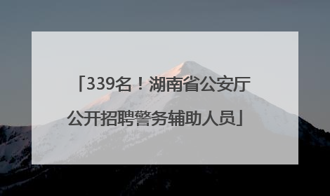 339名！湖南省公安厅公开招聘警务辅助人员